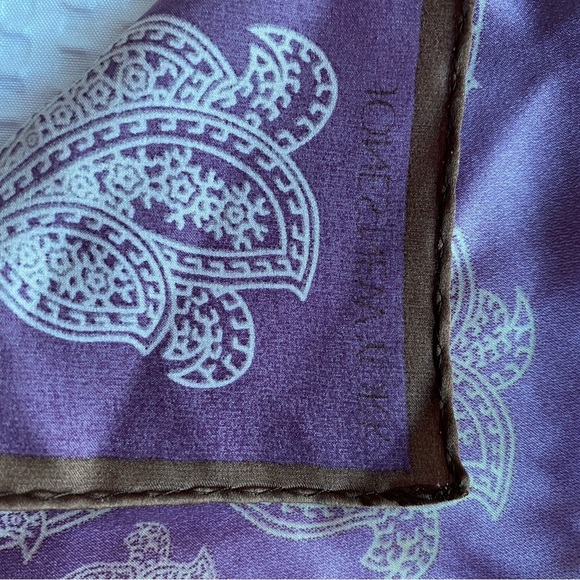 Jones New York Paisley Scarf 21” Square Purple Brown Orange Gold - Picture 2 of 10
